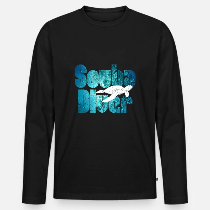 Scuba Diver - Schildkröte - Männer Premium Bio Langarmshirt - Schwarz
