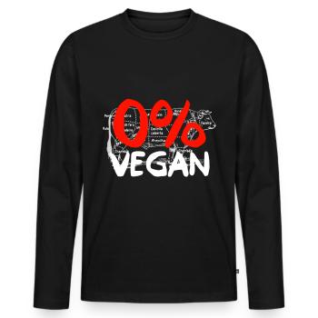 0% VEGAN - Männer Premium Bio Langarmshirt - Schwarz - Vorne - Nico (187cm)