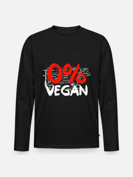 0% VEGAN - Männer Premium Bio Langarmshirt - Schwarz