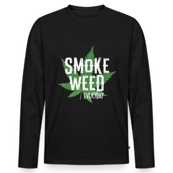 Smoke Weed Everyday - Männer Premium Bio Langarmshirt - Schwarz - Vorne - Nico (187cm)