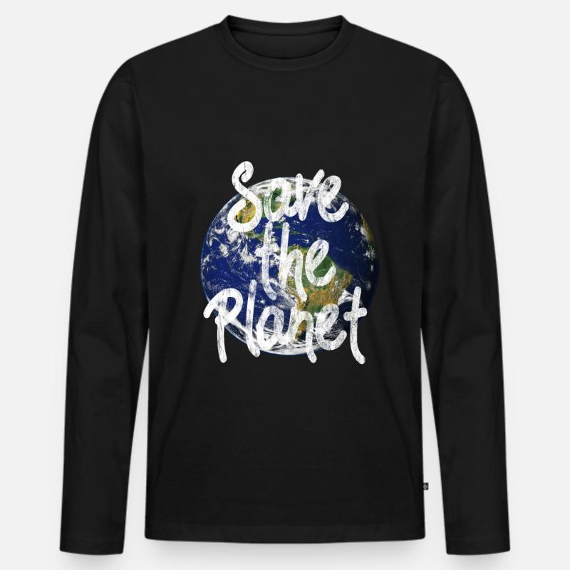 Save the Planet - Männer Premium Bio Langarmshirt - Schwarz