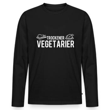 Trockener Vegetarier | Lustig Witzig Geschenk - Männer Premium Bio Langarmshirt - Schwarz - Vorne - Nico (187cm)