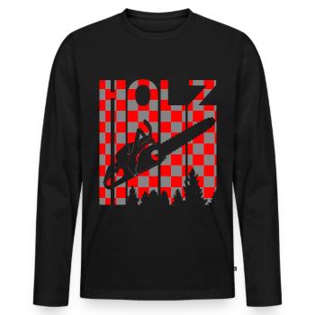 Bois bois cadeau - T-shirt manches longues Premium bio Homme - noir - Devant - Nico (187cm)
