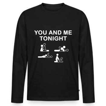 Ce soir - Toi et moi - T-shirt manches longues Premium bio Homme - noir - Devant - Nico (187cm)