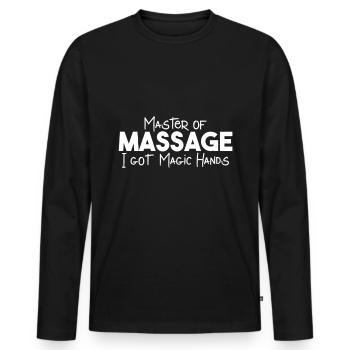 Maître de massage | Physio Wellness Gift - T-shirt manches longues Premium bio Homme - noir - Devant - Nico (187cm)