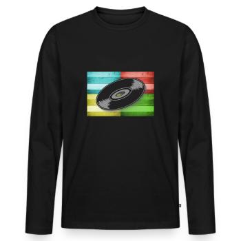 Vinyl auf Pop Art - Männer Premium Bio Langarmshirt - Schwarz - Vorne - Nico (187cm)