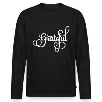 Danke - Männer Premium Bio Langarmshirt - Schwarz - Vorne - Nico (187cm)