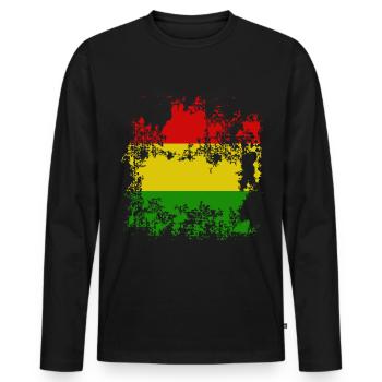 Drapeau Bolivie Rouge Jaune Vert Affligé - T-shirt manches longues Premium bio Homme - noir - Devant - Nico (187cm)