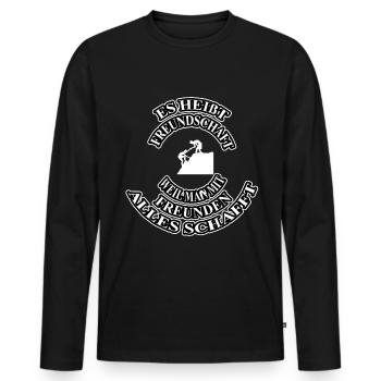 Es heißt Freundschaft Spruch Geschenk Idee cool - Männer Premium Bio Langarmshirt - Schwarz - Vorne - Nico (187cm)
