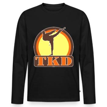 Teakwondo TKD Fighter - Vintage Retro Style - Men's Premium Organic Long Sleeve Shirt - black - Front - Nico (187cm)