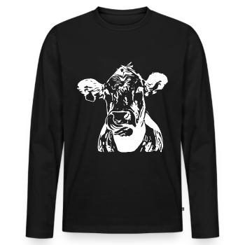 2reborn animal cow grazing animal farm steak cow wh - Men's Premium Organic Long Sleeve Shirt - black - Front - Nico (187cm)