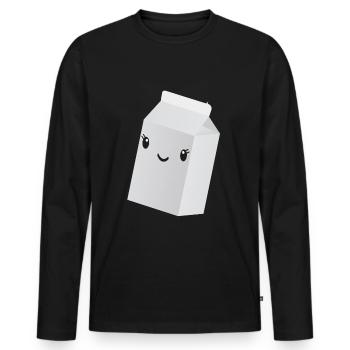 Lait fort os calcium forme saine drôle - T-shirt manches longues Premium bio Homme - noir - Devant - Nico (187cm)