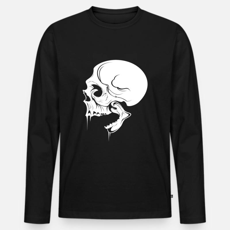 Totenkopf - Männer Premium Bio Langarmshirt - Schwarz