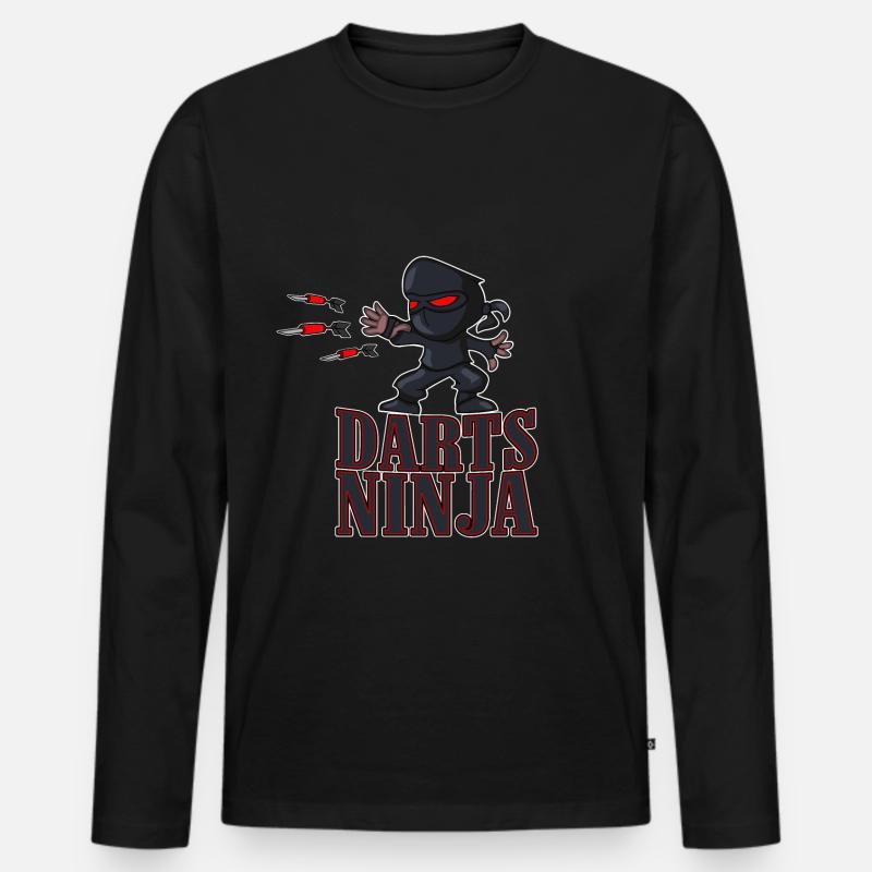 Darts Ninja - Männer Premium Bio Langarmshirt - Schwarz