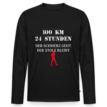 100 kilometer wandern in 24 stunden mit stolz - Männer Premium Bio Langarmshirt - Schwarz - Vorne - Nico (187cm)