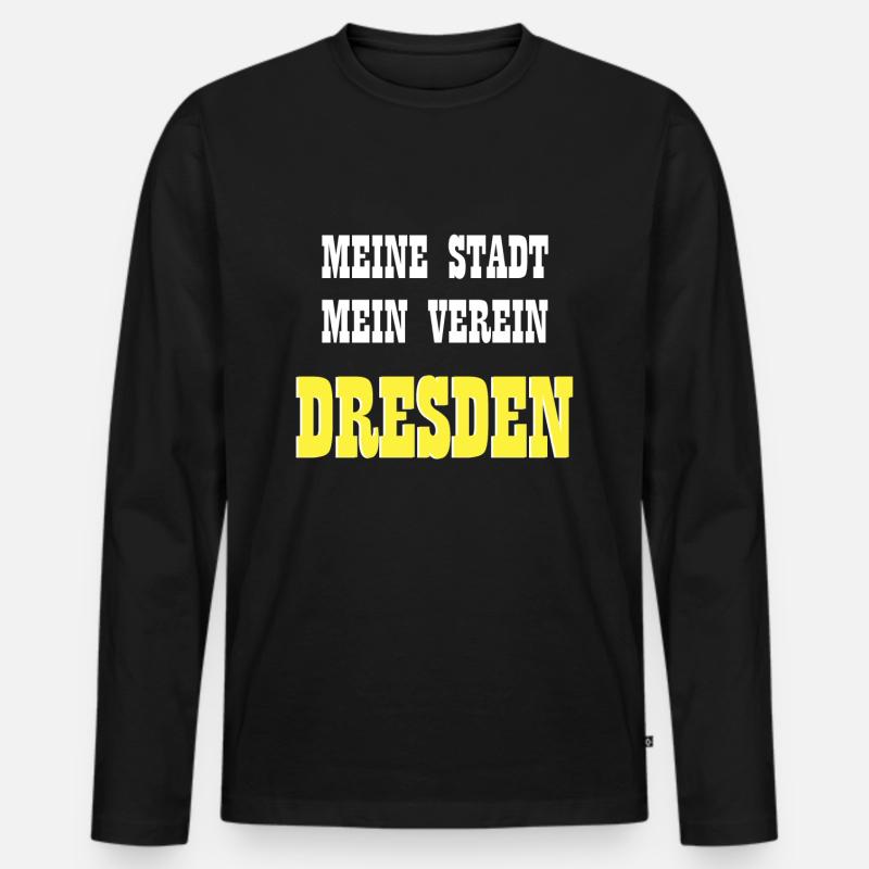 Dresden - Männer Premium Bio Langarmshirt - Schwarz