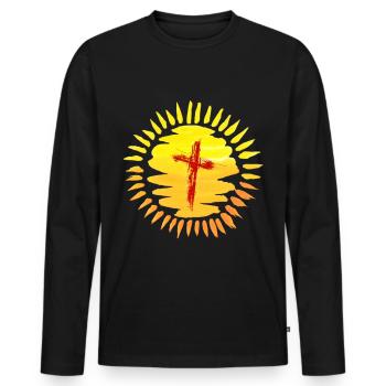 Jésus, Christ, Dieu, foi, église, chrétien - T-shirt manches longues Premium bio Homme - noir - Devant - Nico (187cm)