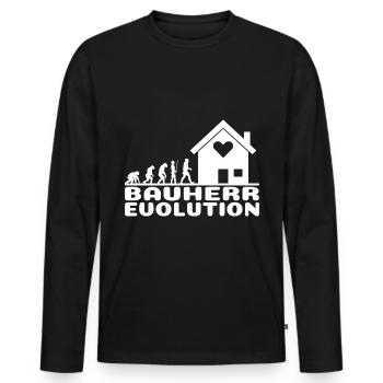 Bauherr Evolution lustig für Männer Richtfest - Männer Premium Bio Langarmshirt - Schwarz - Vorne - Nico (187cm)