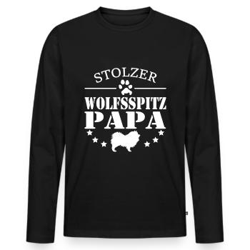 Wolfsspitz Stolzer Hunde Papa für Hundebesitzer - Männer Premium Bio Langarmshirt - Schwarz - Vorne - Nico (187cm)