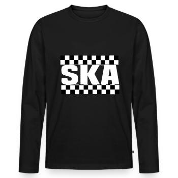Ska Karo schwarz weiß - Männer Premium Bio Langarmshirt - Schwarz - Vorne - Nico (187cm)