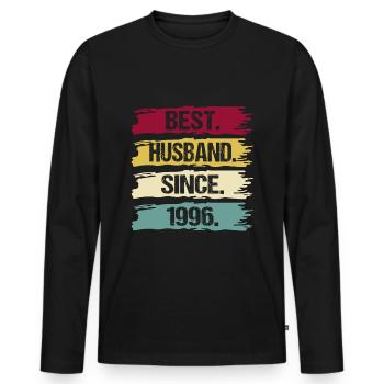25 wedding anniversary husband since 1996 saying retro - Men's Premium Organic Long Sleeve Shirt - black - Front - Nico (187cm)