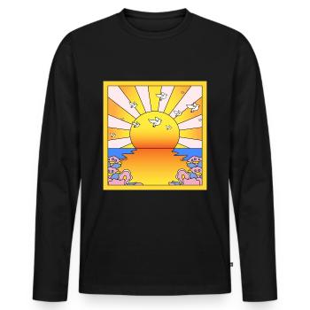 California Orange Sunshine LSD Blotter - Men's Premium Organic Long Sleeve Shirt - black - Front - Nico (187cm)
