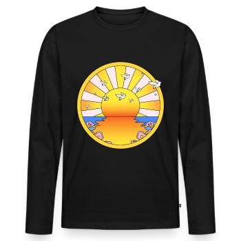 LSD California Orange Sonnenschein - Männer Premium Bio Langarmshirt - Schwarz - Vorne - Nico (187cm)