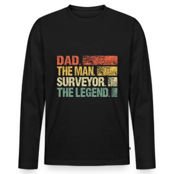 Géomètre papa homme Légende Légende Rétro - T-shirt manches longues Premium bio Homme - noir - Devant - Nico (187cm)
