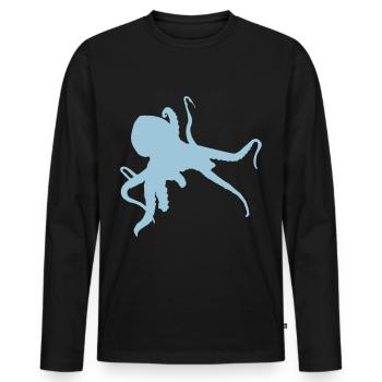 Kraken Octopus Tintenfisch schwarzer Vektor - Männer Premium Bio Langarmshirt - Schwarz - Vorne - Nico (187cm)