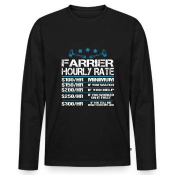 Citation de taux horaire de maréchal-ferrant drôle - T-shirt manches longues Premium bio Homme - noir - Devant - Nico (187cm)