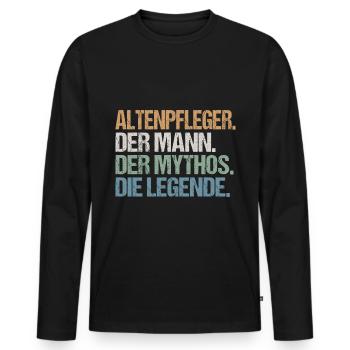 Altenpfleger Mann Legende Spruch Lustig Geschenk - Männer Premium Bio Langarmshirt - Schwarz - Vorne - Nico (187cm)