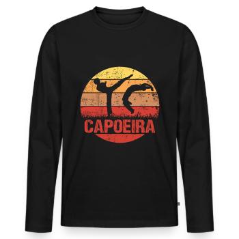 Capoeira art martial lever du soleil silhouette - T-shirt manches longues Premium bio Homme - noir - Devant - Nico (187cm)