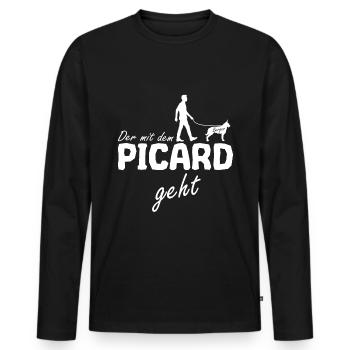 Berger Picard der mit dem Geht Spruch für Herrchen - Männer Premium Bio Langarmshirt - Schwarz - Vorne - Nico (187cm)