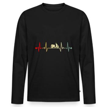 Scooter Driver Electric Scooter Heartbeat Retro - Men's Premium Organic Long Sleeve Shirt - black - Front - Nico (187cm)