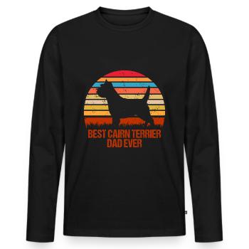 Cairn Terrier Meilleur Papa Retro Rengaine pour les maîtres - T-shirt manches longues Premium bio Homme - noir - Devant - Nico (187cm)