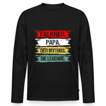 Fauconnier papa Légende Sort Drôle pour la fauconnerie - T-shirt manches longues Premium bio Homme - noir - Devant - Nico (187cm)