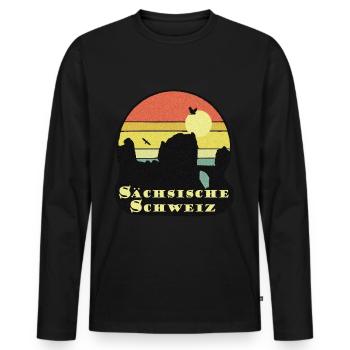 sächsische schweiz - Männer Premium Bio Langarmshirt - Schwarz - Vorne - Nico (187cm)