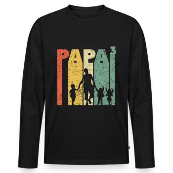 Dad 3 Third Child Baby Retro Vintage - Men's Premium Organic Long Sleeve Shirt - black - Front - Nico (187cm)
