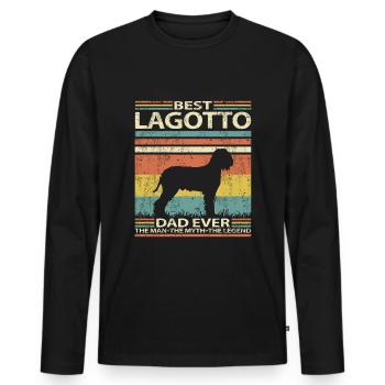 Lagotto Romagnolo Best Dad Ever Saying - Men's Premium Organic Long Sleeve Shirt - black - Front - Nico (187cm)