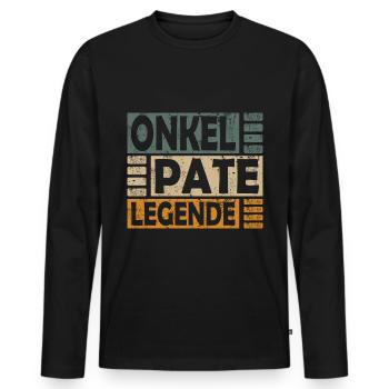 Onkel Pate Legende für Patenonkel - Männer Premium Bio Langarmshirt - Schwarz - Vorne - Nico (187cm)
