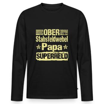Oberstabsfeldwebel papa superheld - Männer Premium Bio Langarmshirt - Schwarz - Vorne - Nico (187cm)