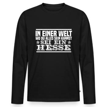 sei ein hesse - Männer Premium Bio Langarmshirt - Schwarz - Vorne - Nico (187cm)