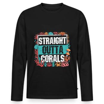 Coral Farming Straight Outta Corals - Men's Premium Organic Long Sleeve Shirt - black - Front - Nico (187cm)