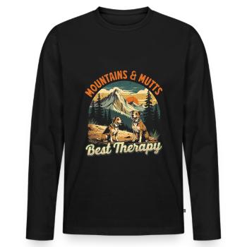 Trail Dog Hiking Dog Mountains & Mutts - Men's Premium Organic Long Sleeve Shirt - black - Front - Nico (187cm)