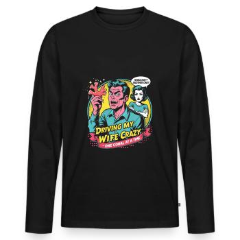 Reproduction de corail Éleveur de corail, un corail à la fois - T-shirt manches longues Premium bio Homme - noir - Devant - Nico (187cm)