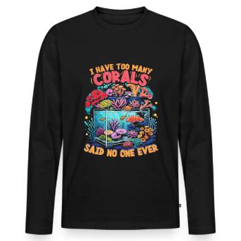 Reproduction de coraux Éleveur de coraux Trop de coraux - T-shirt manches longues Premium bio Homme - noir - Devant - Nico (187cm)