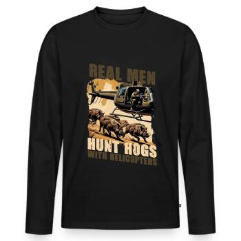 Sanglier Chasse au sanglier Chasseur de sanglier - T-shirt manches longues Premium bio Homme - noir - Devant - Nico (187cm)