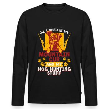 Sanglier Chasse au sanglier Chasseur de sanglier - T-shirt manches longues Premium bio Homme - noir - Devant - Nico (187cm)