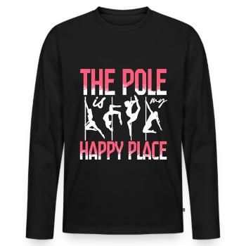 Pole Dancing Poledancing The Pole My Happy Place - Men's Premium Organic Long Sleeve Shirt - black - Front - Nico (187cm)