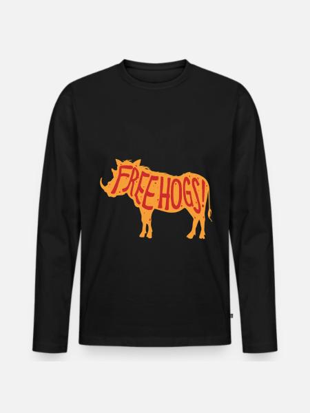 Wildschwein Wildschweinjagd Free Hogs! - Männer Premium Bio Langarmshirt - Schwarz